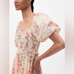 GAP X LOVESHACKFANCY Floral Puff Sleeve Dress SZ Small